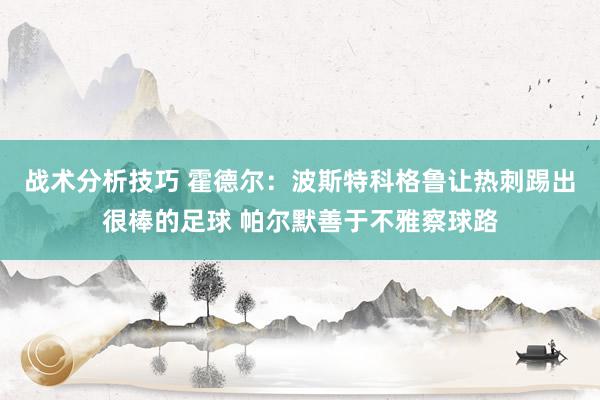   战术分析技巧 霍德尔：波斯特科格鲁让热刺踢出很棒的足球 帕尔默善于不雅察球路