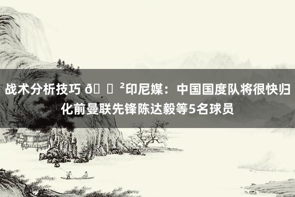   战术分析技巧 😲印尼媒：中国国度队将很快归化前曼联先锋陈达毅等5名球员