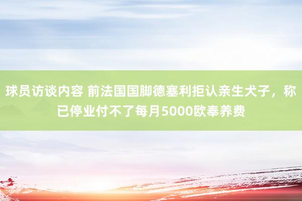 球员访谈内容 前法国国脚德塞利拒认亲生犬子，称已停业付不了每