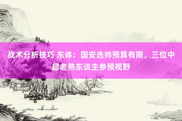   战术分析技巧 东体：国安选帅预算有限，三位中超老熟东谈主参预视野