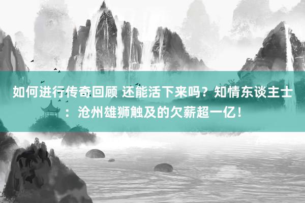   如何进行传奇回顾 还能活下来吗？知情东谈主士：沧州雄狮触及的欠薪超一亿！