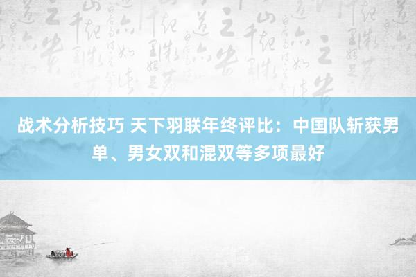   战术分析技巧 天下羽联年终评比：中国队斩获男单、男女双和混双等多项最好